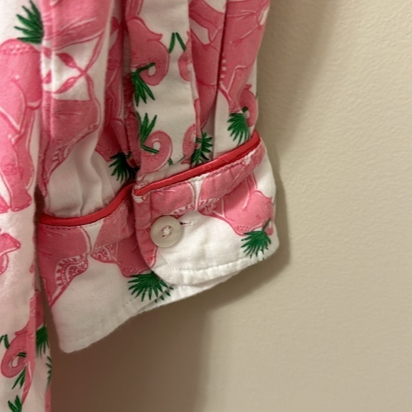 Jaye’s Studio Button Front Sleep Shirt Pink, White&Green Elephant Print Sz Small - Picture 7 of 9